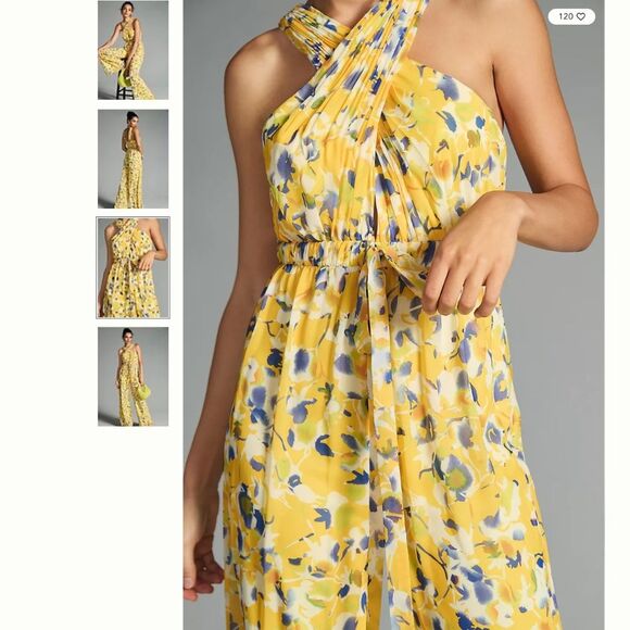 Anthropologie Ieena for Mac Duggal Wide-Leg Cross-Halter Jumpsuit - Picture 4 of 4